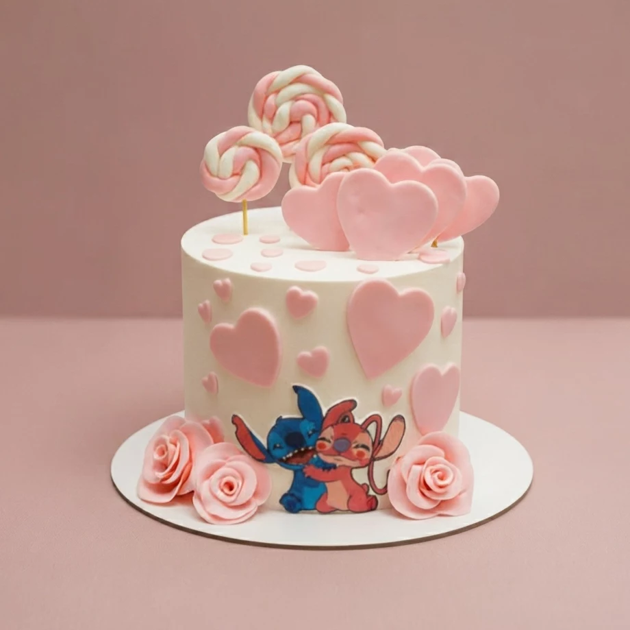 Stitch and Angel Themed Cake