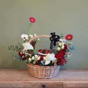 Red Vevet and floral Basket