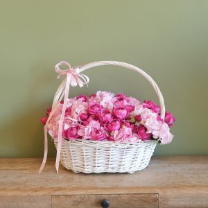 Pink blooms basket